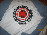 Quaalude Better Living Thru Chemistry Raglan Shirt Large NWT Rogue Blue Long Sleeve