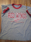 Detroit Red Wings Logo Grey Ringer T Shirt Large