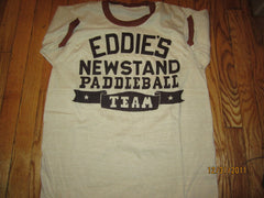 Eddie's Newstand Paddleball Team Vintage 70's Ringer T Shirt Large