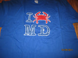 Maryland "I Crab MD" Blue T Shirt XL