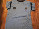 Manchester City Embroidered Logo #10 Ringer T Shirt Large