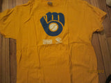 Milwaukee Brewers Old Mitt Logo Yellow T Shirt XL SGA