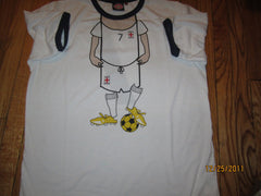 David Beckham England Cartoon UK T Shirt Large Hilarious