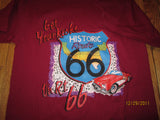 Route 66 Get Your Kicks Vintage Maroon T Shirt Medium