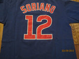Chicago Cubs #12 Alfonso Soriano Blue T Shirt Medium Majestic