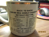 Detroit Pistons 1900 Back to Back NBA Champions Ceramic Coffee Mug