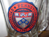 University of Pennsylvania Crest Vintage Heavyweight Glass Beer Mug Penn