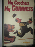Guinness Stout Vintage Lion Chasing Man Ad Poster Repro