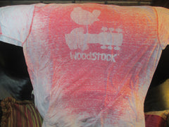 Super Thin Distressed WOODSTOCK Logo Red T Shirt XXL Repro