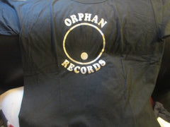 Vintage ORPHAN RECORDS Logo Black T Shirt Large Brand New Old Stock
