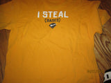 I STEAL(Bases) Nike Baseball Yellow T Shirt Kids XL