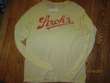 Stroh's Beer Detroit Distressed Yellow Long Sleeve T Shirt Large New With Tag