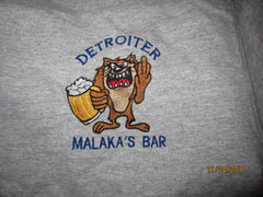Malaka's Detroiter Bar TAZ Embroidered Logo T Shirt Large