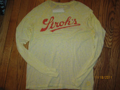 Stroh's Beer Detroit Distressed Yellow Long Sleeve T shirt XL New With Tags