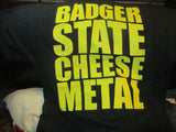 SLEEP SERAPIS SLEEP Badger State Cheese Metal Black T Shirt Large Wisconsin