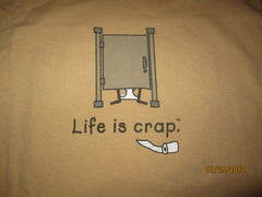 Life Is Crap Toilet Stall Mishap Brown T Shirt XXL