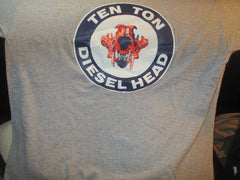 TEN TON DIESEL HEAD Logo Grey T Shirt XL Detroit Noise Band Tigers Logo