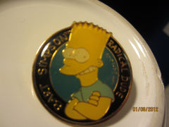 The Simpsons Bart Simpson Radical Dude Cloisonne Style Metal Pin 1990