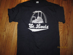 ST. LOUIS Missouri Vintage Navy Blue T Shirt Large Ched 50% 50%