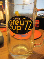 Grey Cup 1972 Hamilton Souvenir Glass Beer Mug CFL Canadian Football