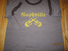 Nashville Dueling Guitars Logo Brown Ringer T Shirt Large Tennessee