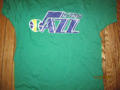 Utah Jazz Vintage 80's Logo Green T Shirt Large 50% 50%