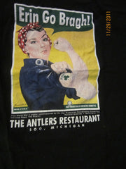 Erin Go Bragh Vintage Poster T Shirt XL Antlers Soo Michigan Beer
