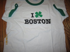 I Love Boston Logo Ringer T Shirt Medium