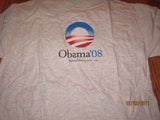 Obama 2008 Logo Grey T Shirt Large