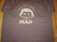 Alfred E Newman "What Me Worry?" Born Ringer T Shirt XL Mad Magazine