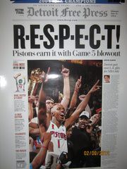 Detroit Pistons 2004 Free Press "Respect" Headline Poster