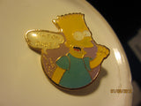 The Simpsons 1990 Bart Simpson Right On Dude Cloisonne Style 1 1/4 Inch Metal Pin