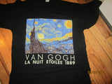 Vincent Van Gogh La Nuit Etoiles 1889 Sewn Image Black T Shirt Medium
