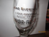 King Brewing Pontiac Michigan 1 Year Anniversary Stemmed Glass Beer 1996