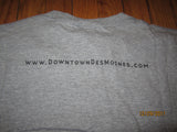 Des Moines Downtown Desmoines.Com Logo Grey T Shirt Large Iowa