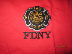 FDNY Sewn On Logo Red T Shirt Medium Fire Department New York New W/O Tag