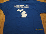 Michigan America's High Five Logo Blue T Shirt Large