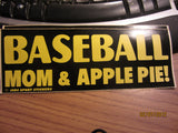Baseball Mon & Apple Pie 1984 Bumper Sticker Black/Yellow