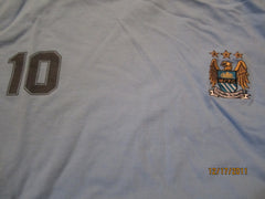 Manchester City Embroidered Logo #10 Ringer T Shirt Large