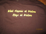 Western Michigan Vintage "What Happens At Western...." Brown T Shirt Medium