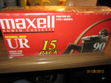 Maxell UR 90 Minute Cassette Tapes Sealed Box Of 15 Tapes